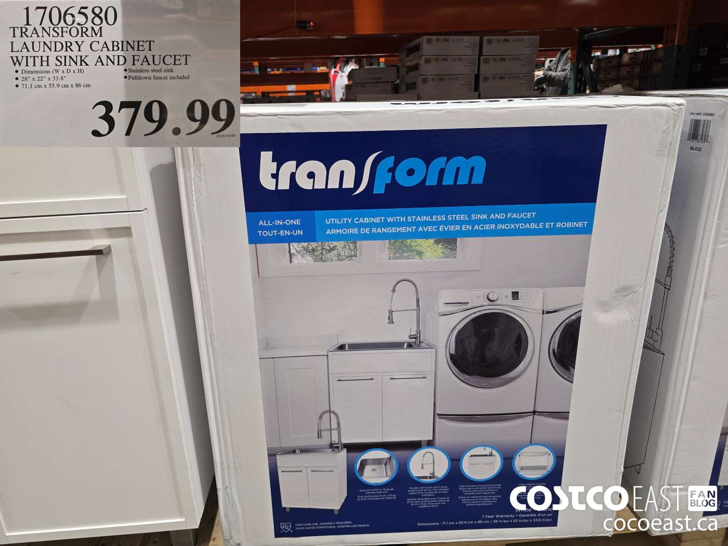 1706580 TRANSFORM LAUNDRY CABINET WITH SINK AND FAUCET $379.99