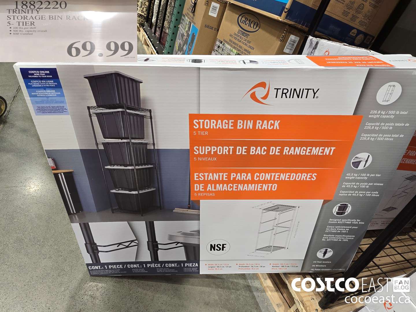 1882220 TRINITY STORAGE BIN RACK 5-TIER $69.99