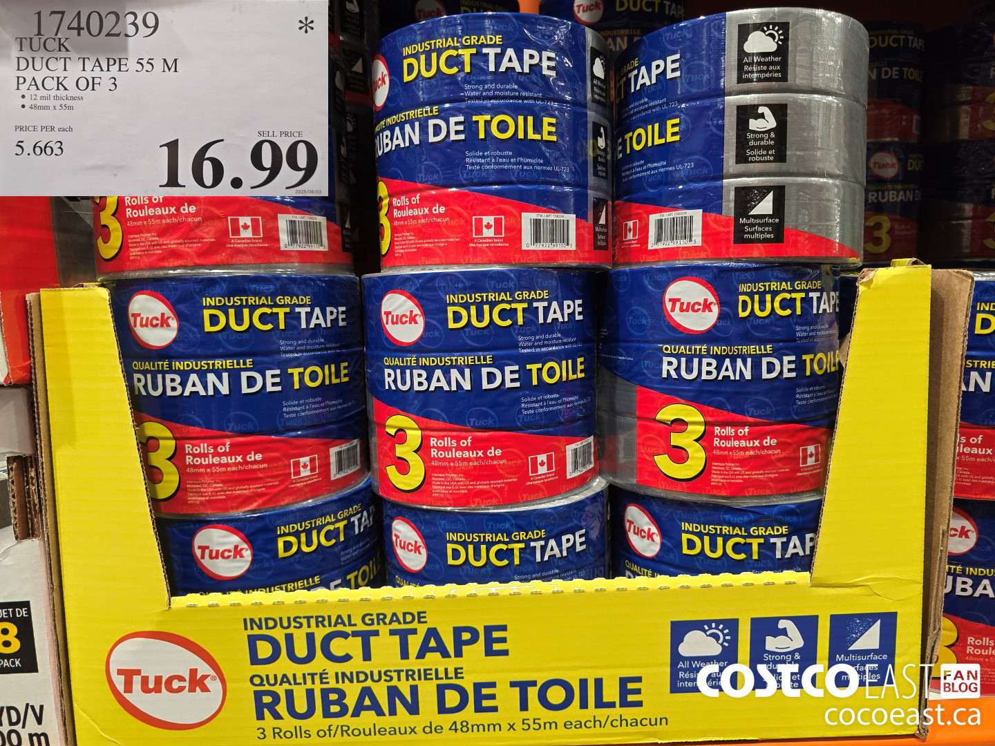 1740239 TUCK DUCT TAPE 55M PACK OF 3 $16.99