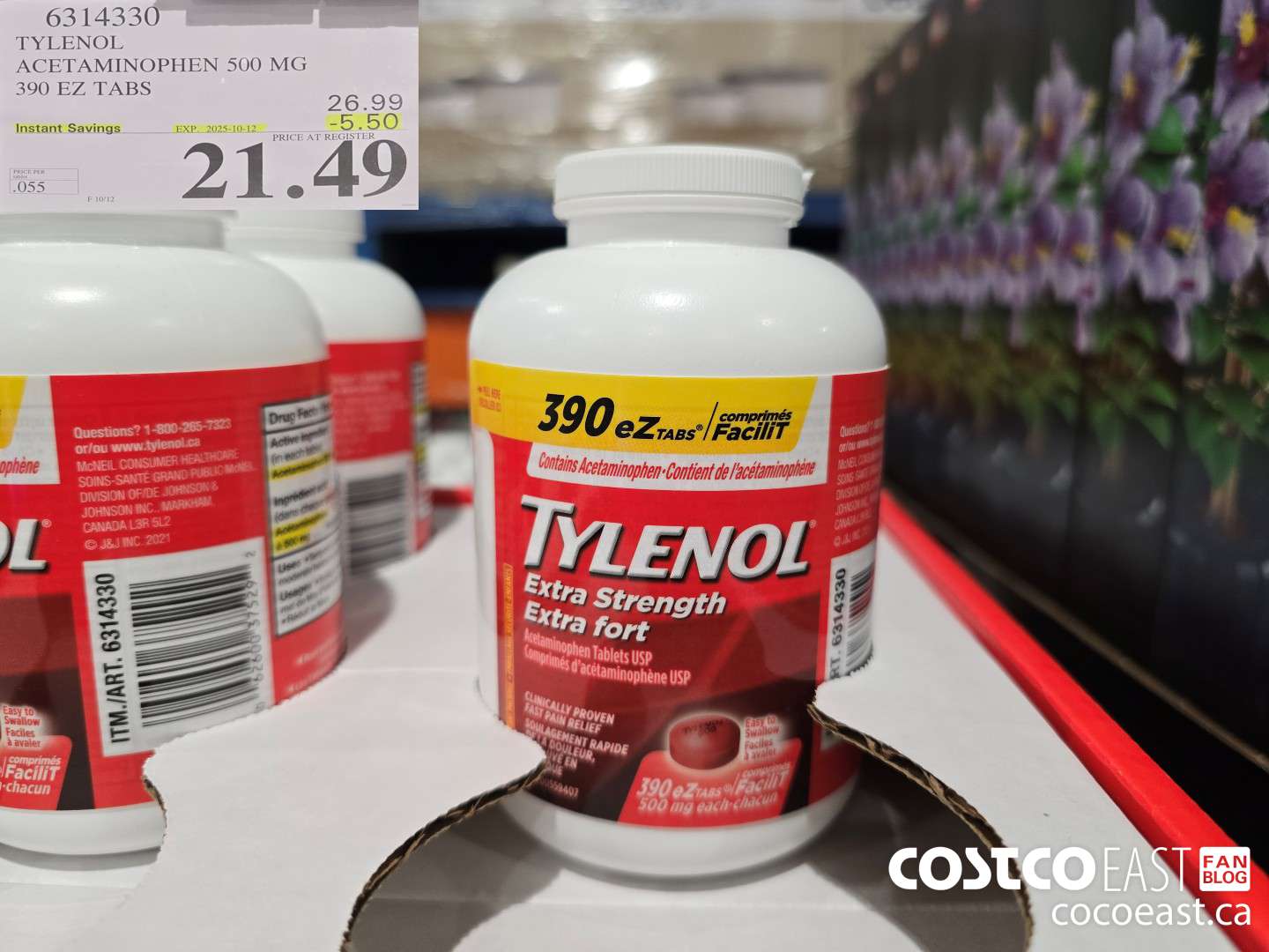 6314330 TYLENOL ACETAMINOPHEN 500MG 390 EZ TABS ($5.50 INSTANT SAVINGS EXPIRES ON 2025-10-12) $21.49