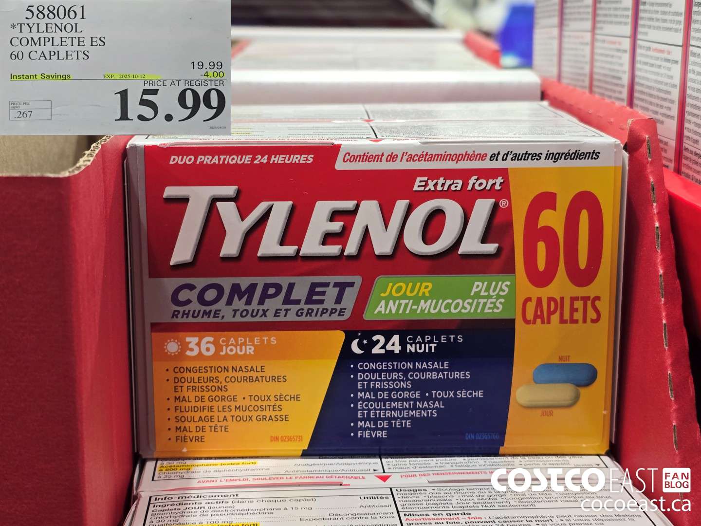 588061 TYLENOL COMPLETE ES 60 CAPLETS ($4.00 INSTANT SAVINGS EXPIRES ON 2025-10-12) $15.99