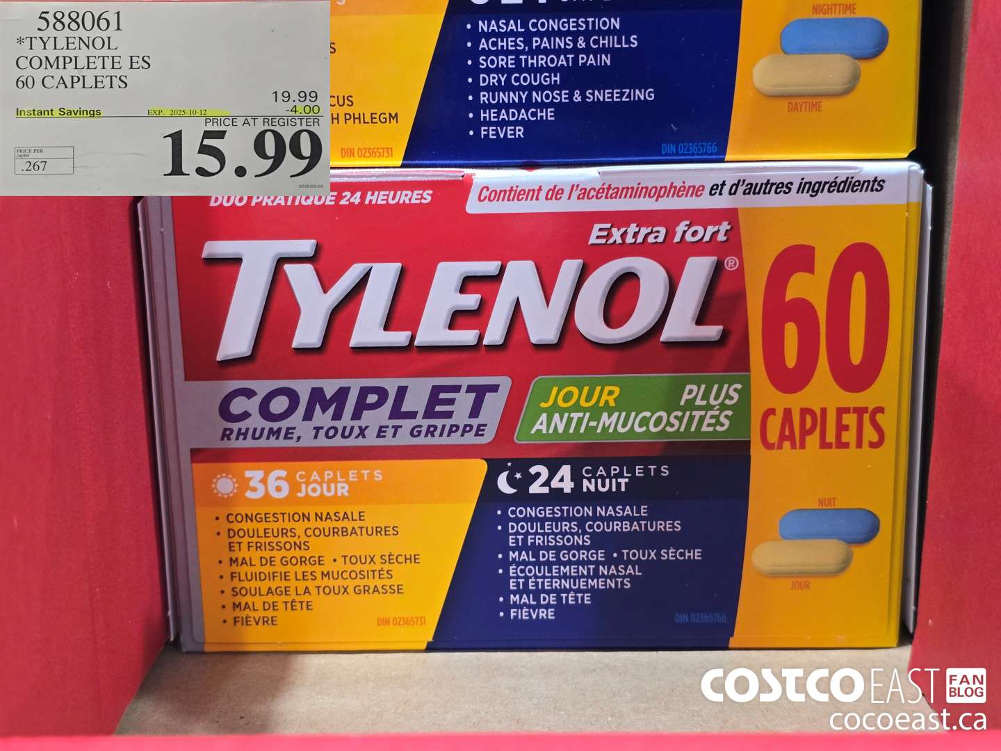588061 TYLENOL COMPLETE ES 60 CAPLETS ($4.00 INSTANT SAVINGS EXPIRES ON 2025-10-12) $15.99