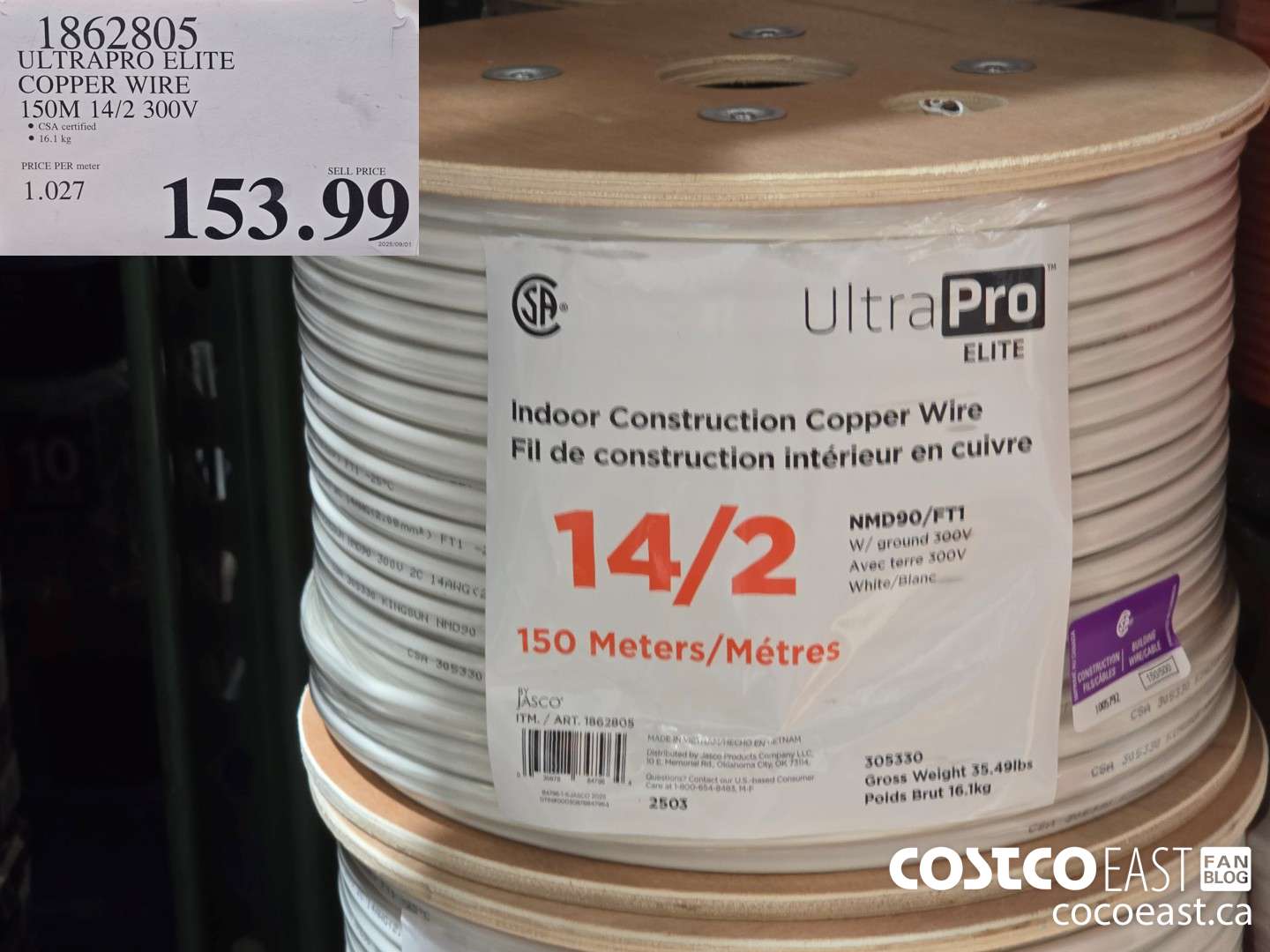 1862805 ULTRAPRO ELITE COPPER WIRE 15M 14/2 300 V $153.99