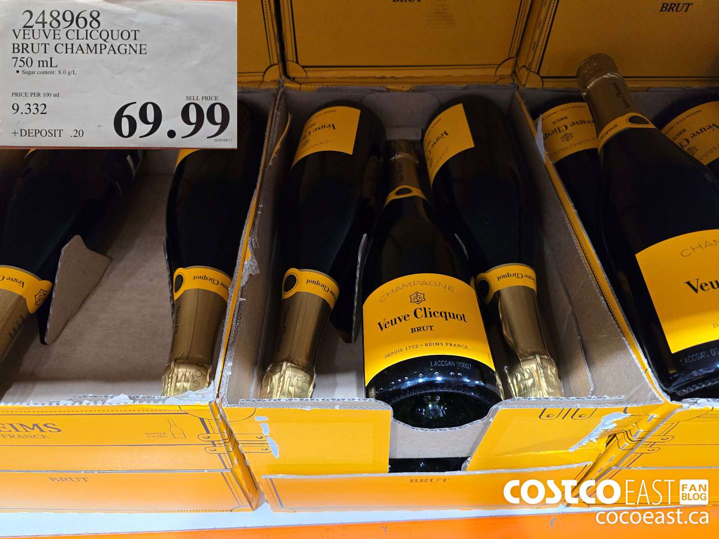 248968 VEUVE CLICQUOT BRUT CHAMPAGNE 750 mL $69.99