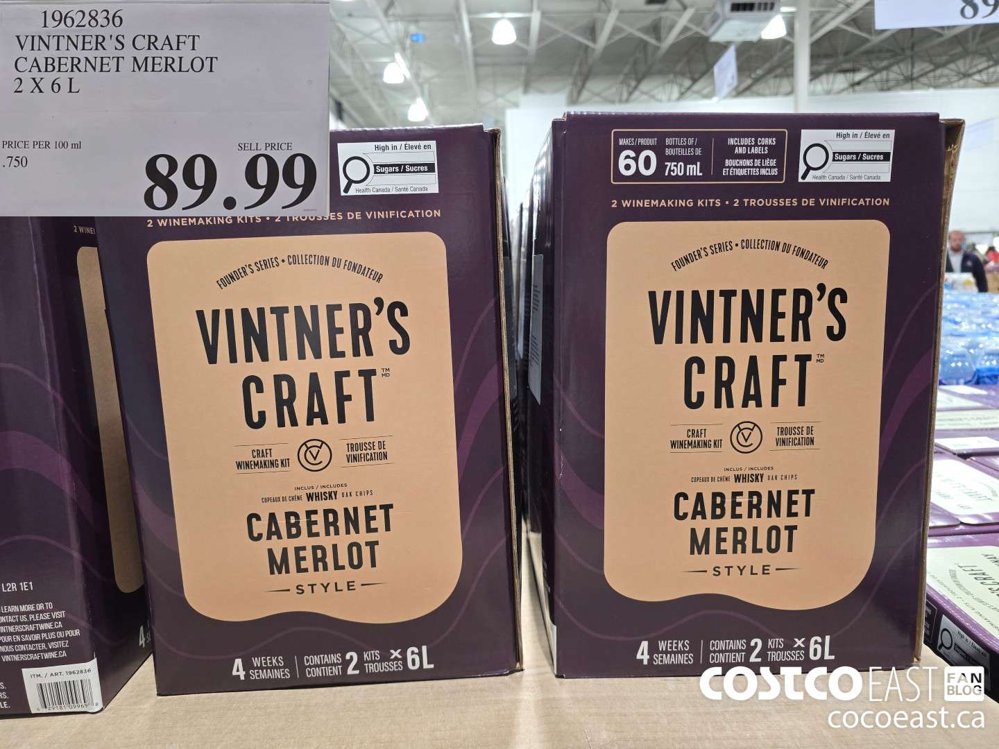 1962836 VINTNER'S CRAFT CABERNET MERLOT 2 X 6 L $89.99