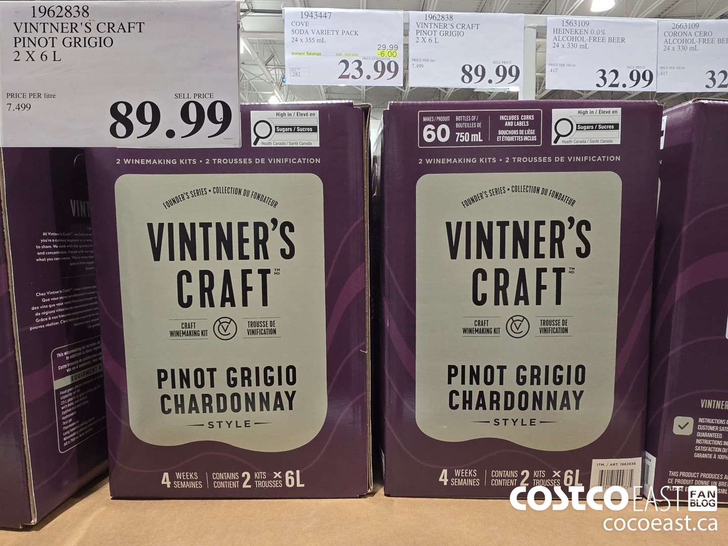 1962838 VINTNER'S CRAFT PINOT GRIGIO 2 X 6 L $89.99