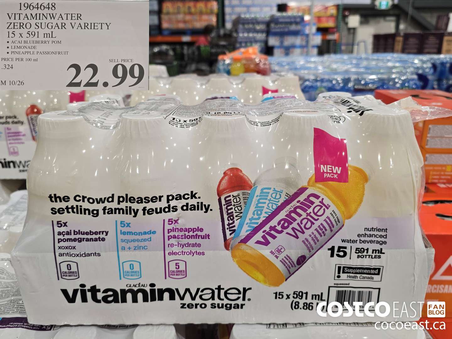 1964648 VITAMINWATER ZERO SUGAR VARIETY 15 x 591 mL $22.99