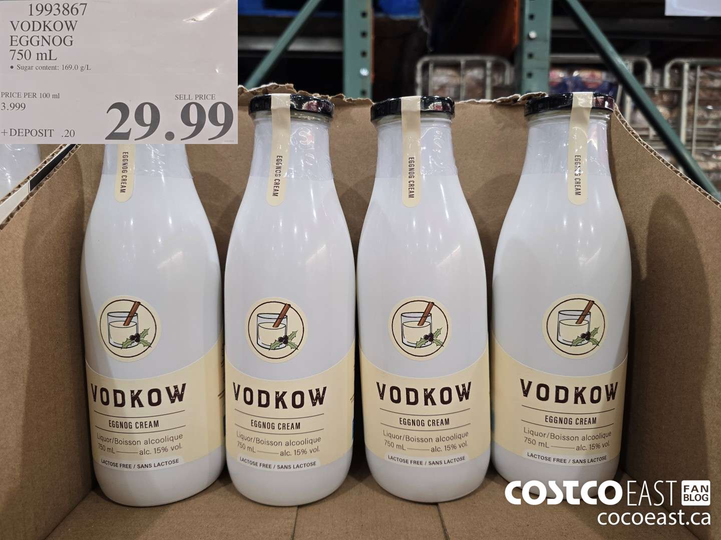 1993867 VODKOW EGGNOG 750 mL $29.99
