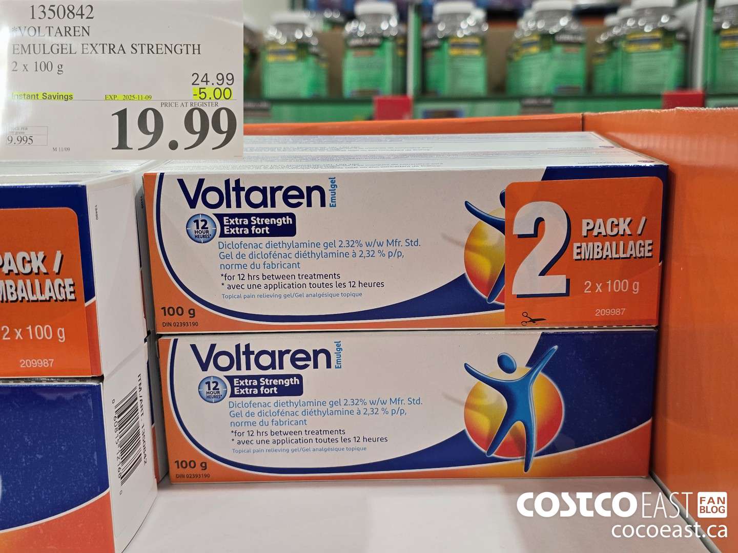 1350842 VOLTAREN EMULGEL ES 2 X 100 G ($5.00 INSTANT SAVINGS EXPIRES ON 2025-11-09) $19.99