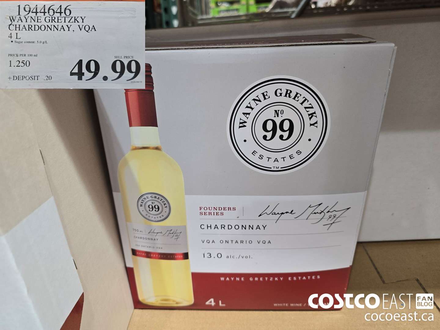 1944646 WAYNE GRETZKY CHARDONNAY, VQA 4 L $49.99