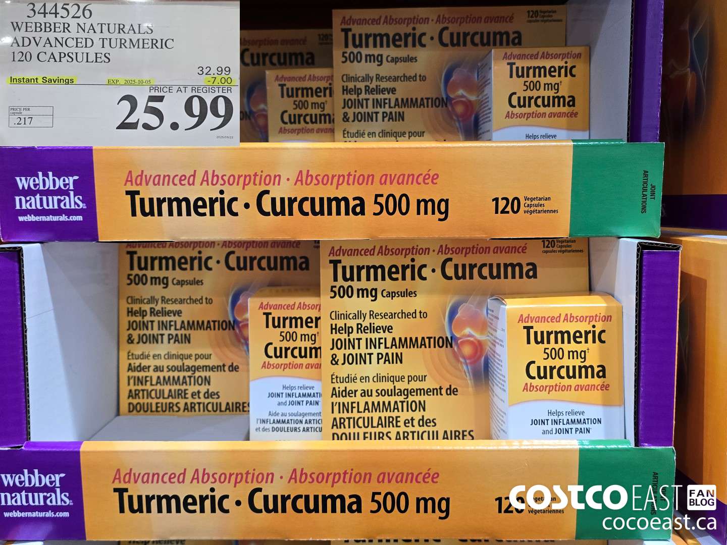 344526 WEBBER NATURALS ADVANCED TURMERIC 120 CAPSULES ($7.00 INSTANT SAVINGS EXPIRES ON 2025-10-05) $25.99
