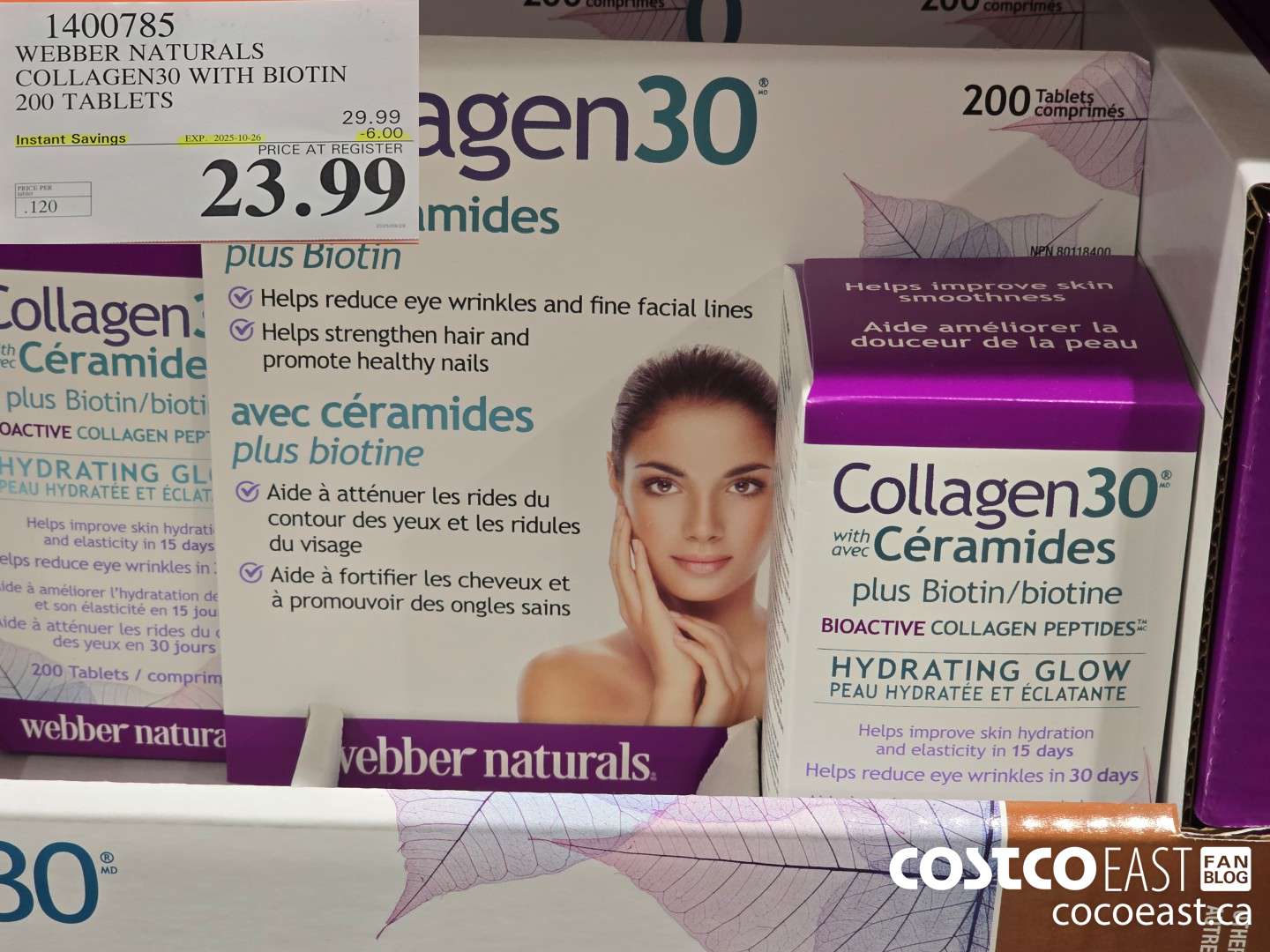 1400785 WEBBER NATURALS COLLAGEN30 WITH BIOTIN & CERAMIDES 200 TABLETS ($6.00 INSTANT SAVINGS EXPIRES ON 2025-10-26) $23.99