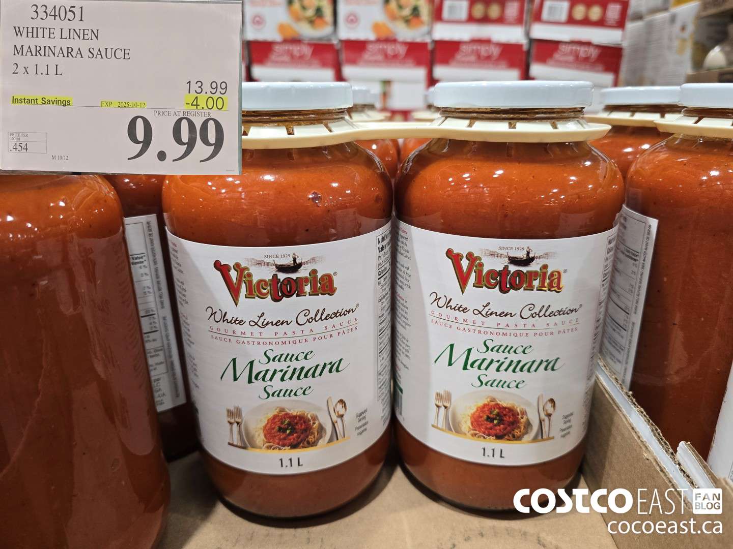 334051 WHITE LINEN MARINARA SAUCE 2 X 1.1L ($4.00 INSTANT SAVINGS EXPIRES ON 2025-10-12) $9.99