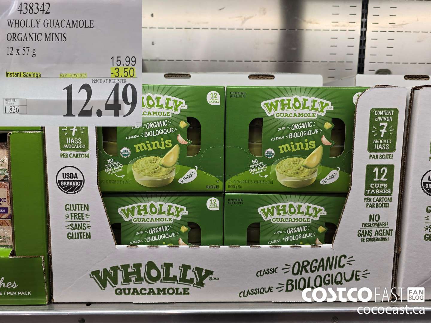 438342 WHOLLY GUACAMOLE ORGANIC MINIS 12 X 57 G ($3.50 INSTANT SAVINGS EXPIRES ON 2025-10-26) $12.49