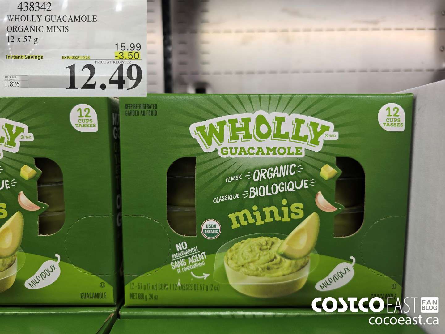 438342 WHOLLY GUACAMOLE ORGANIC MINIS 12 X 57 G ($3.50 INSTANT SAVINGS EXPIRES ON 2025-10-26) $12.49