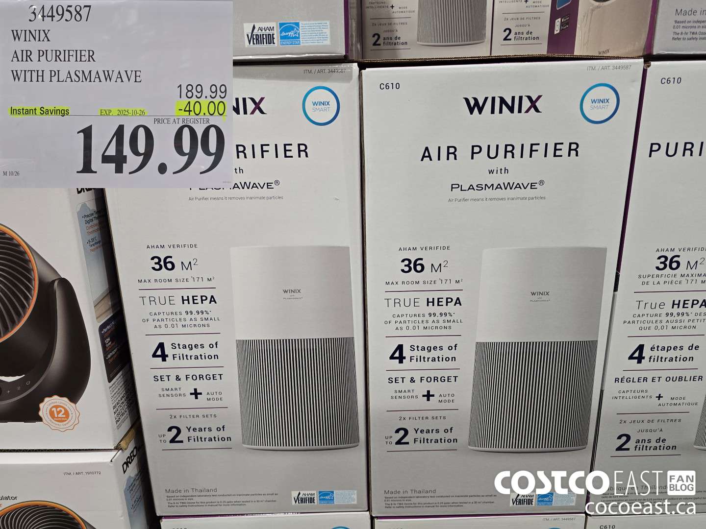 3449587 WINIX AIR PURIFIER WITH PLASMAWAVE ($40.00 INSTANT SAVINGS EXPIRES ON 2025-10-26) $149.99