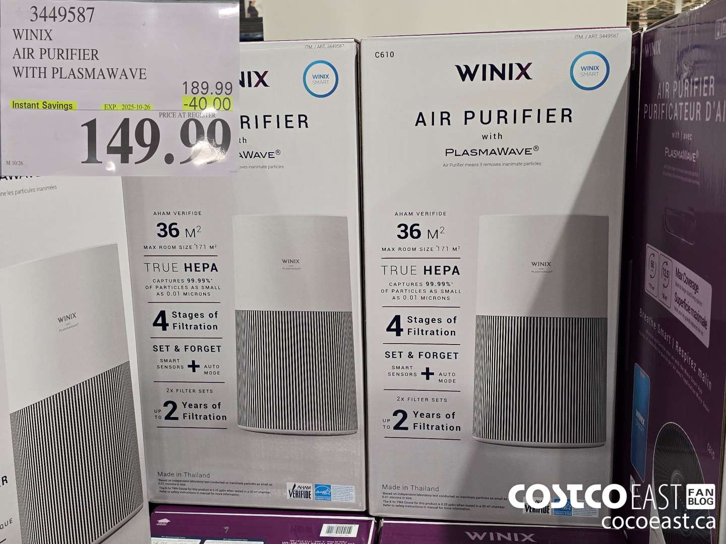 3449587 WINIX AIR PURIFIER WITH PLASMAWAVE ($40.00 INSTANT SAVINGS EXPIRES ON 2025-10-26) $149.99