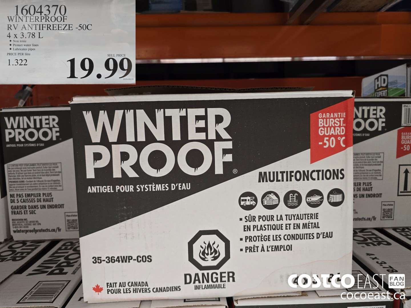 1604370 WINTERPROOF RV ANTIFREEZE -50C 4 X 3.78L $19.99