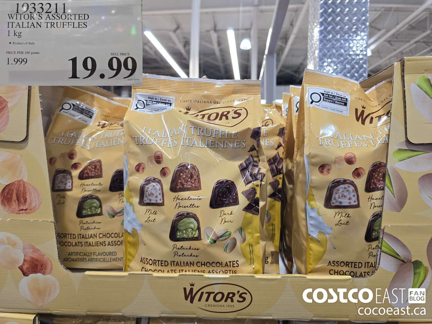 1933211 WITOR'S ASSORTED ITALIAN TRUFFLES 1 KG $19.99