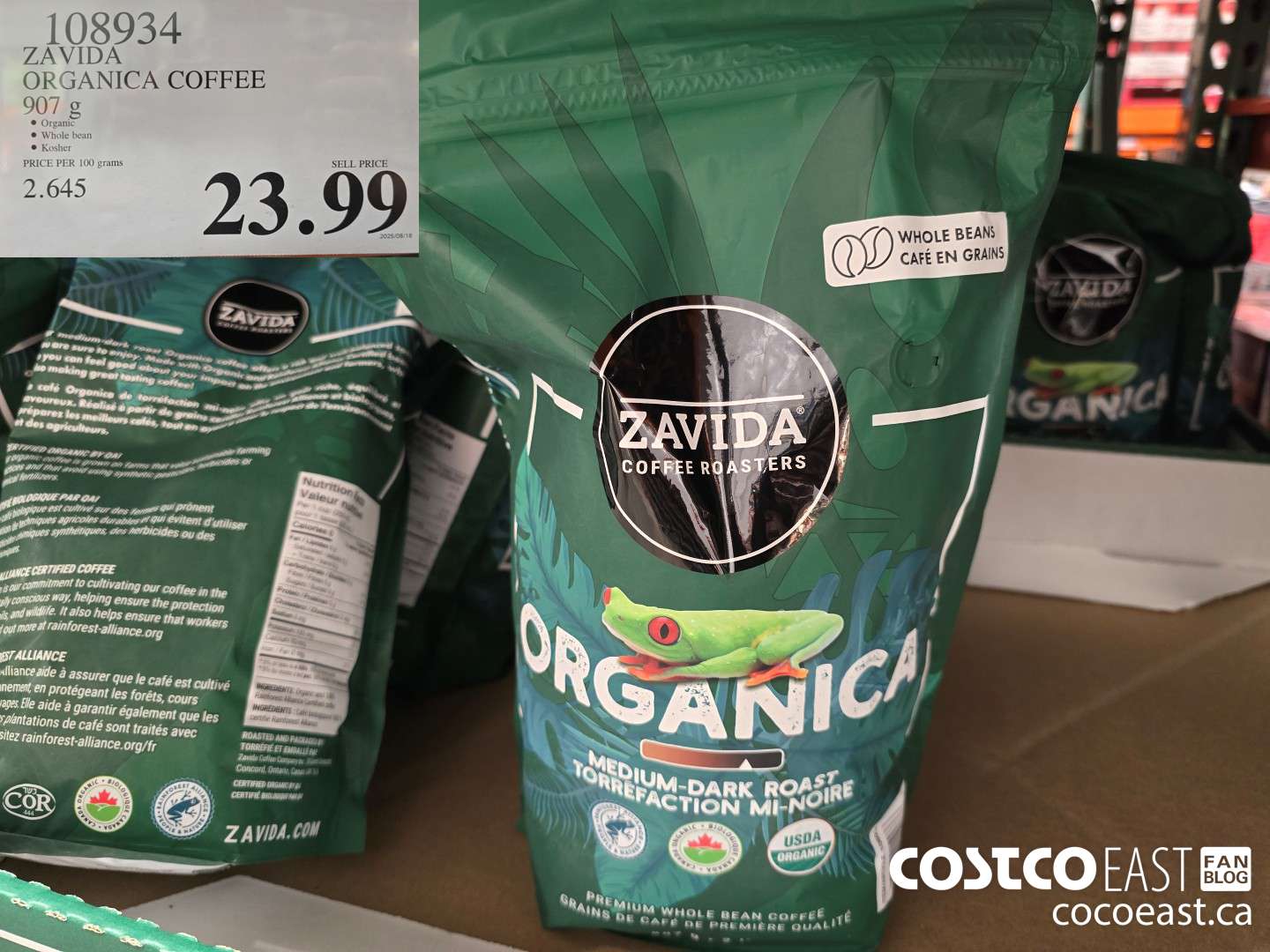 108934 ZAVIDA ORGANICA COFFEE 907 g $23.99