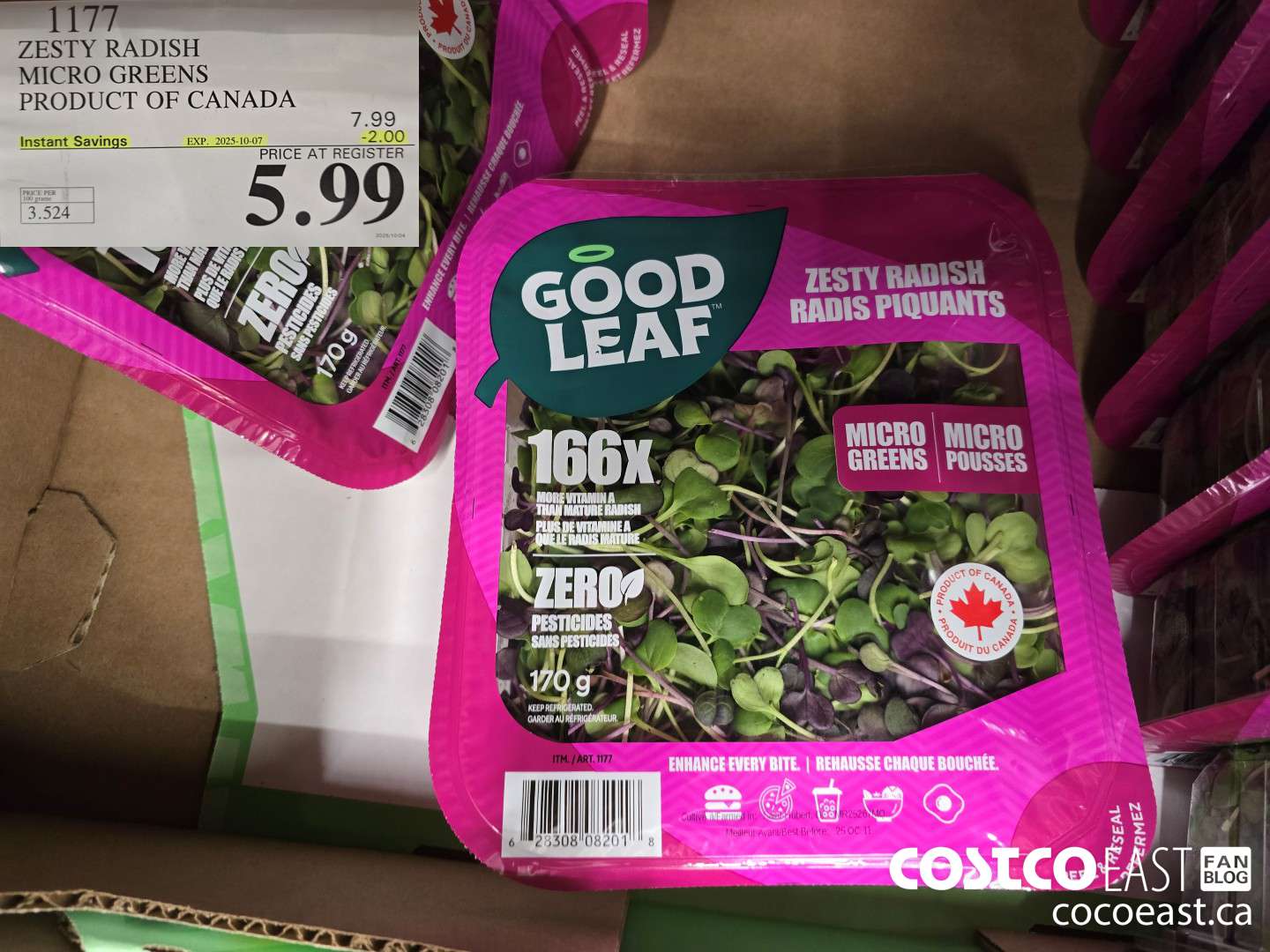 1177 ZESTY RADISH MICRO GREENS PRODUCT OF CANADA ($2.00 INSTANT SAVINGS EXPIRES ON 2025-10-07) $5.99