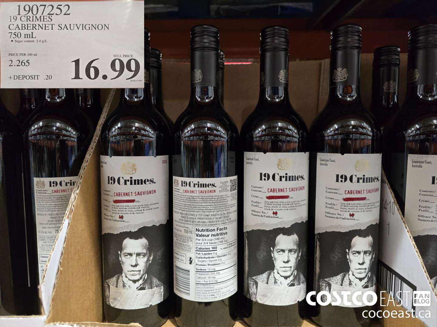 1907252 19 CRIMES CABERNET SAUVIGNON 730 mL $16.99