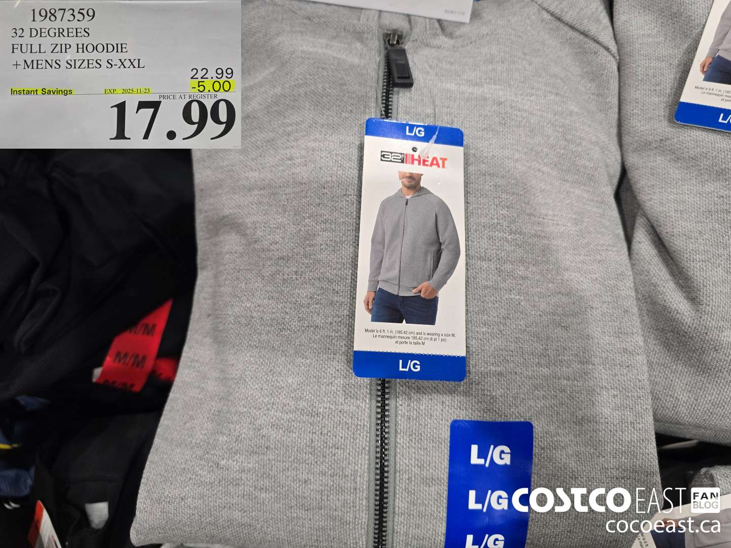 1987359 32 DEGREES FULL ZIP HOODIE +MENS SIZES S-XXL ($5.00 INSTANT SAVINGS EXPIRES ON 2025-11-23) $17.99