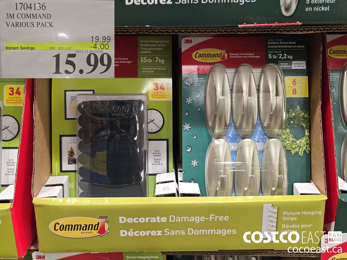 1704136 3M COMMAND VARIOUS PACK ($4.00 INSTANT SAVINGS EXPIRES ON 2025-11-23) $15.99