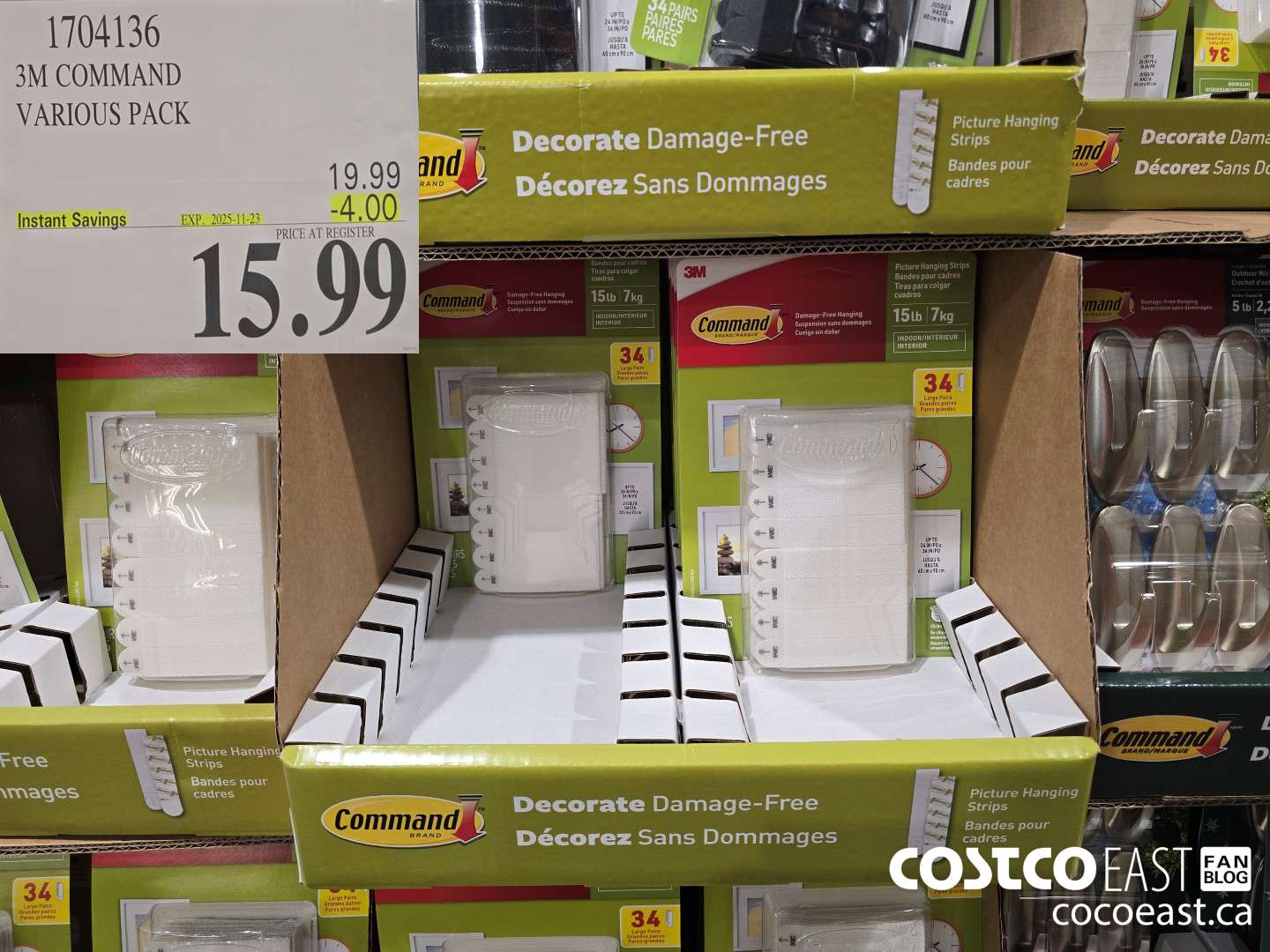 1704136 3M COMMAND VARIOUS PACK ($4.00 INSTANT SAVINGS EXPIRES ON 2025-11-23) $15.99