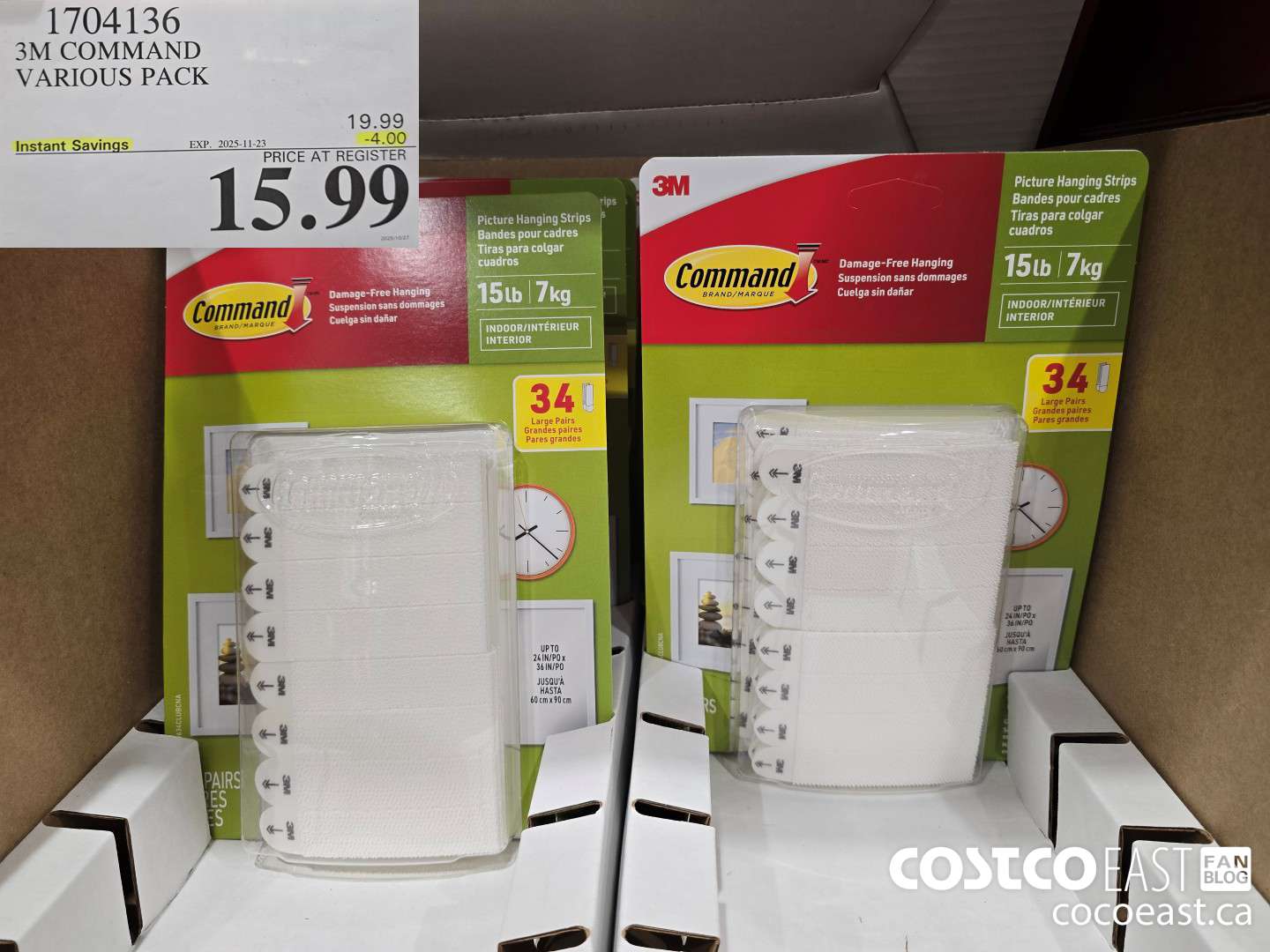 1704136 3M COMMAND VARIOUS PACK ($4.00 INSTANT SAVINGS EXPIRES ON 2025-11-23) $15.99