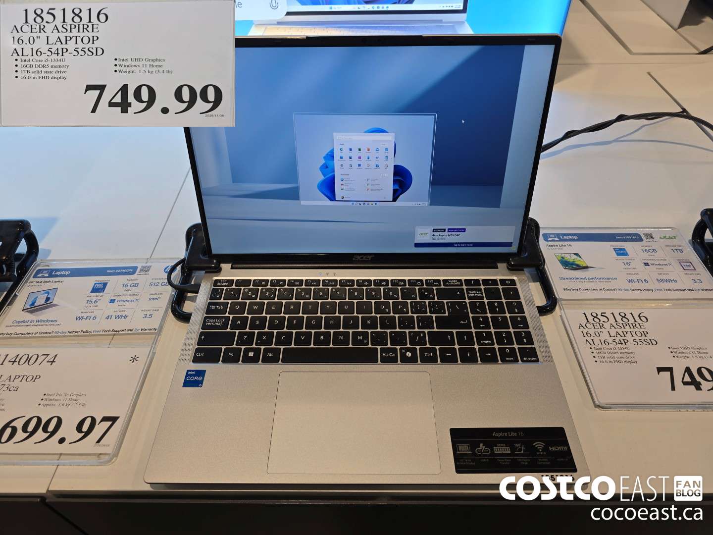 1851816 ACER ASPIRE 16.0° LAPTOP AL16-54P-55SD $749.99