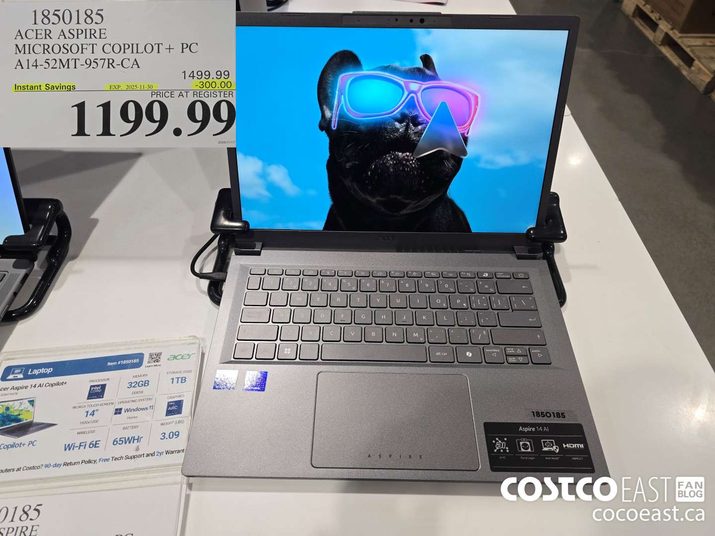 1850185 ACER ASPIRE MICROSOFT COPILOT+ PC A14-52MT-957R-CA ($300.00 INSTANT SAVINGS EXPIRES ON 2025-11-30) $1199.99