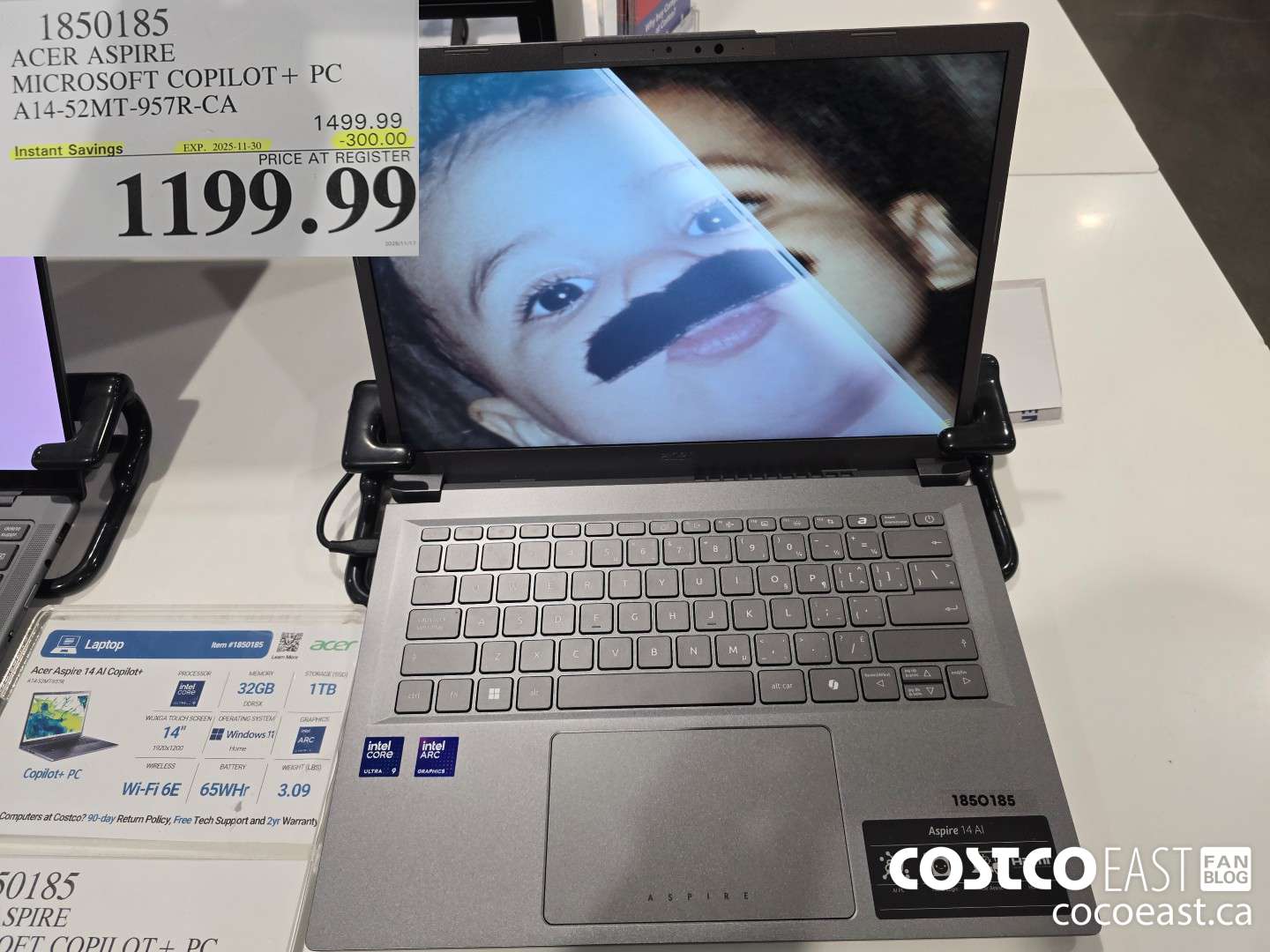 1850185 ACER ASPIRE MICROSOFT COPILOT+ PC A14-52MT-957R-CA ($300.00 INSTANT SAVINGS EXPIRES ON 2025-11-30) $1199.99