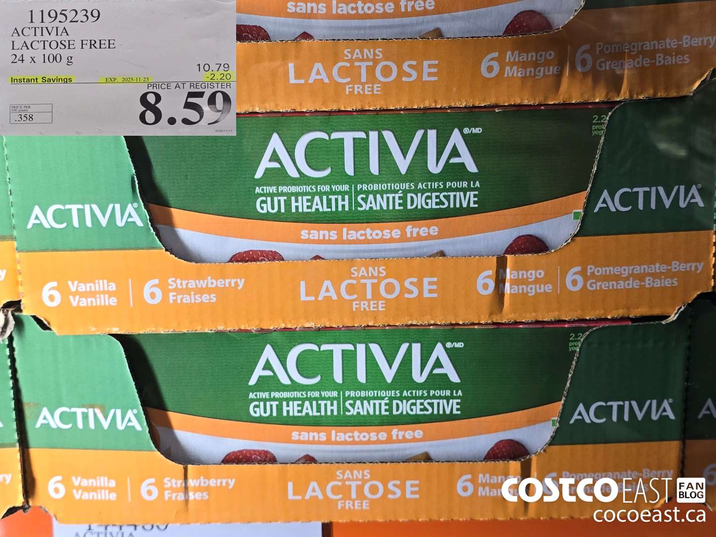1195239 ACTIVIA LACTOSE FREE 24 x 100 g ($2.20 INSTANT SAVINGS EXPIRES ON 2025-11-23) $8.59