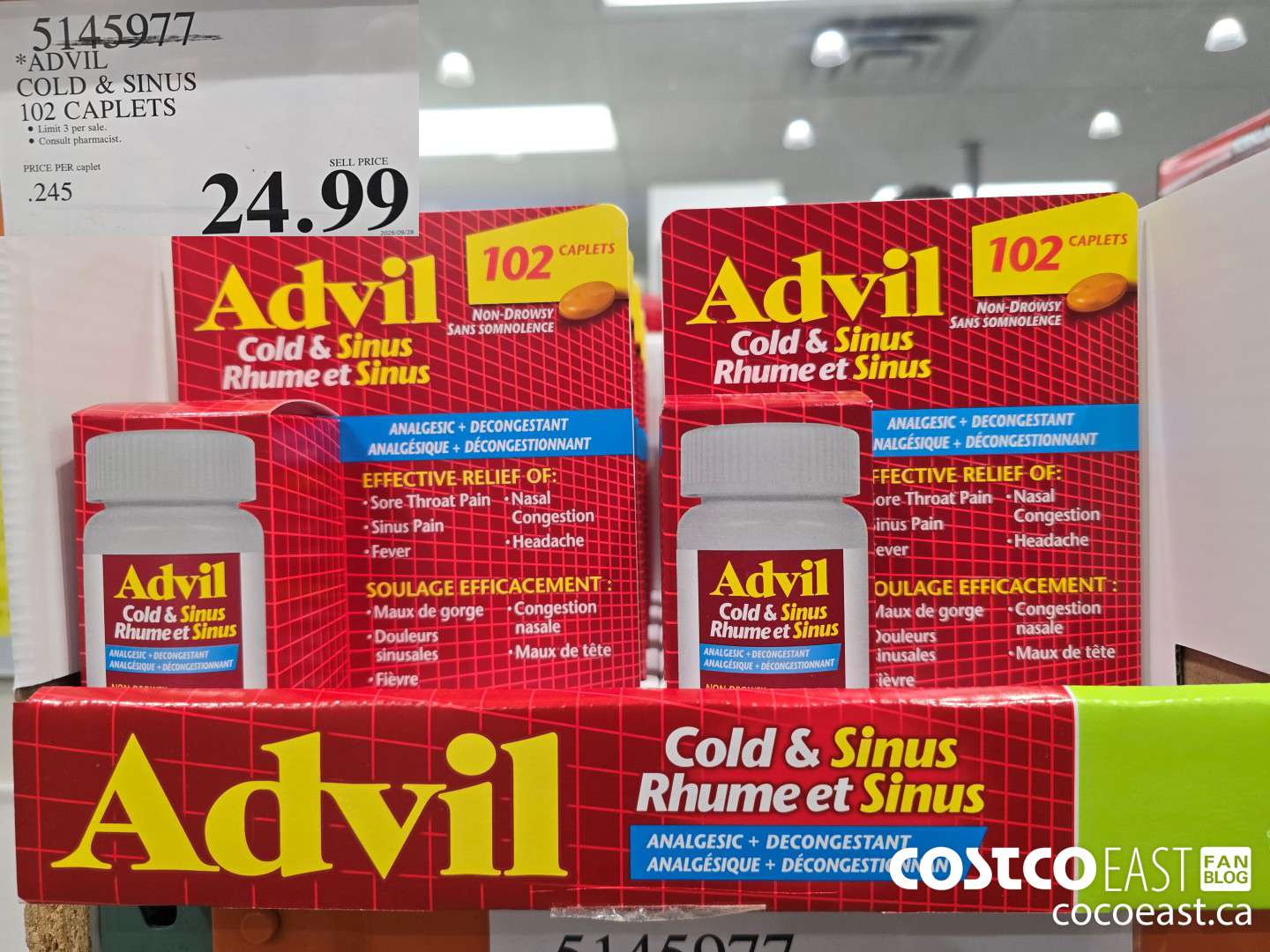 5145977 ADVIL COLD & SINUS 102 CAPLETS $24.99