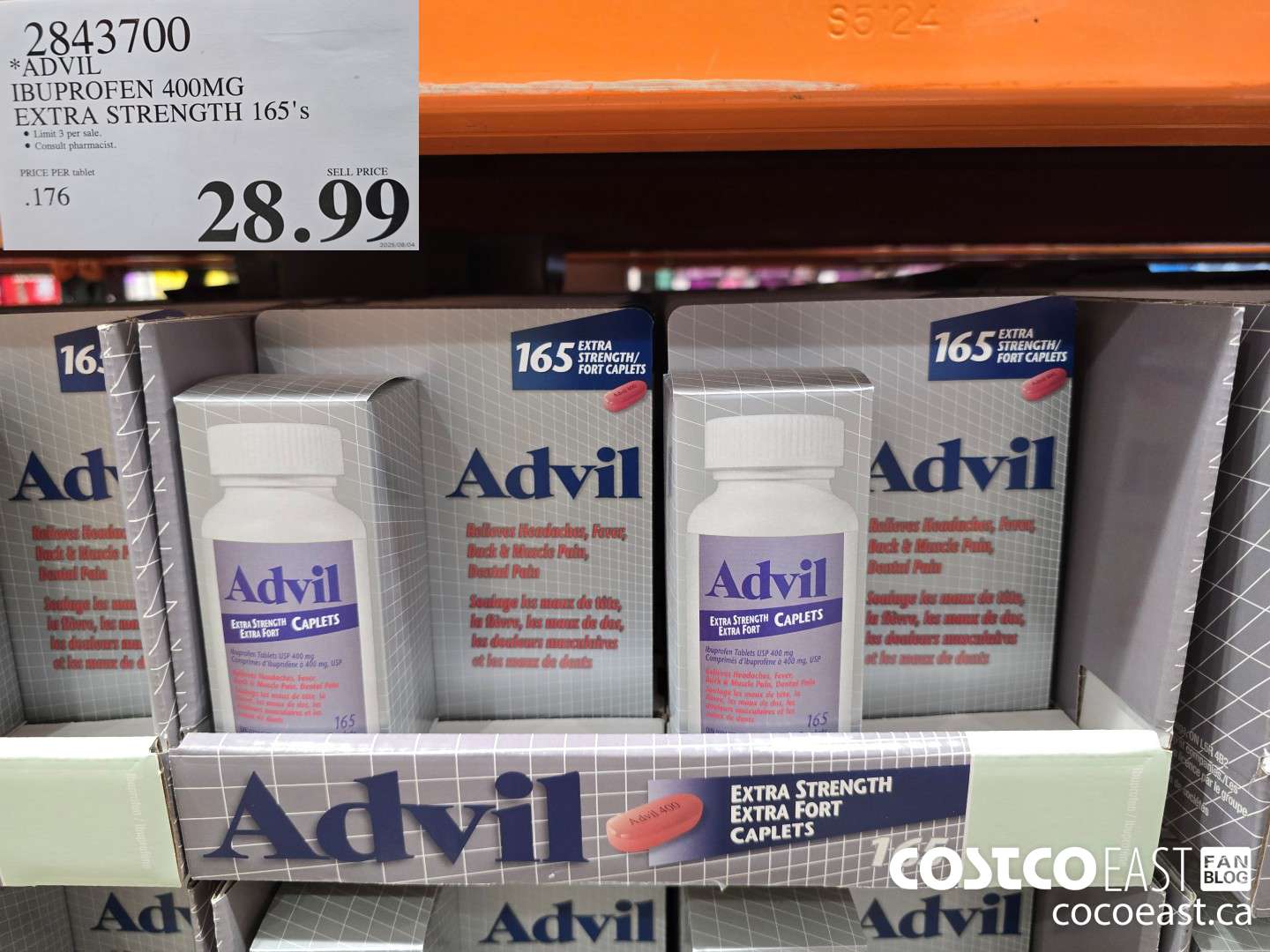 2843700 ADVIL IBUPROFEN 400MG EXTRA STRENGTH 165's $28.99