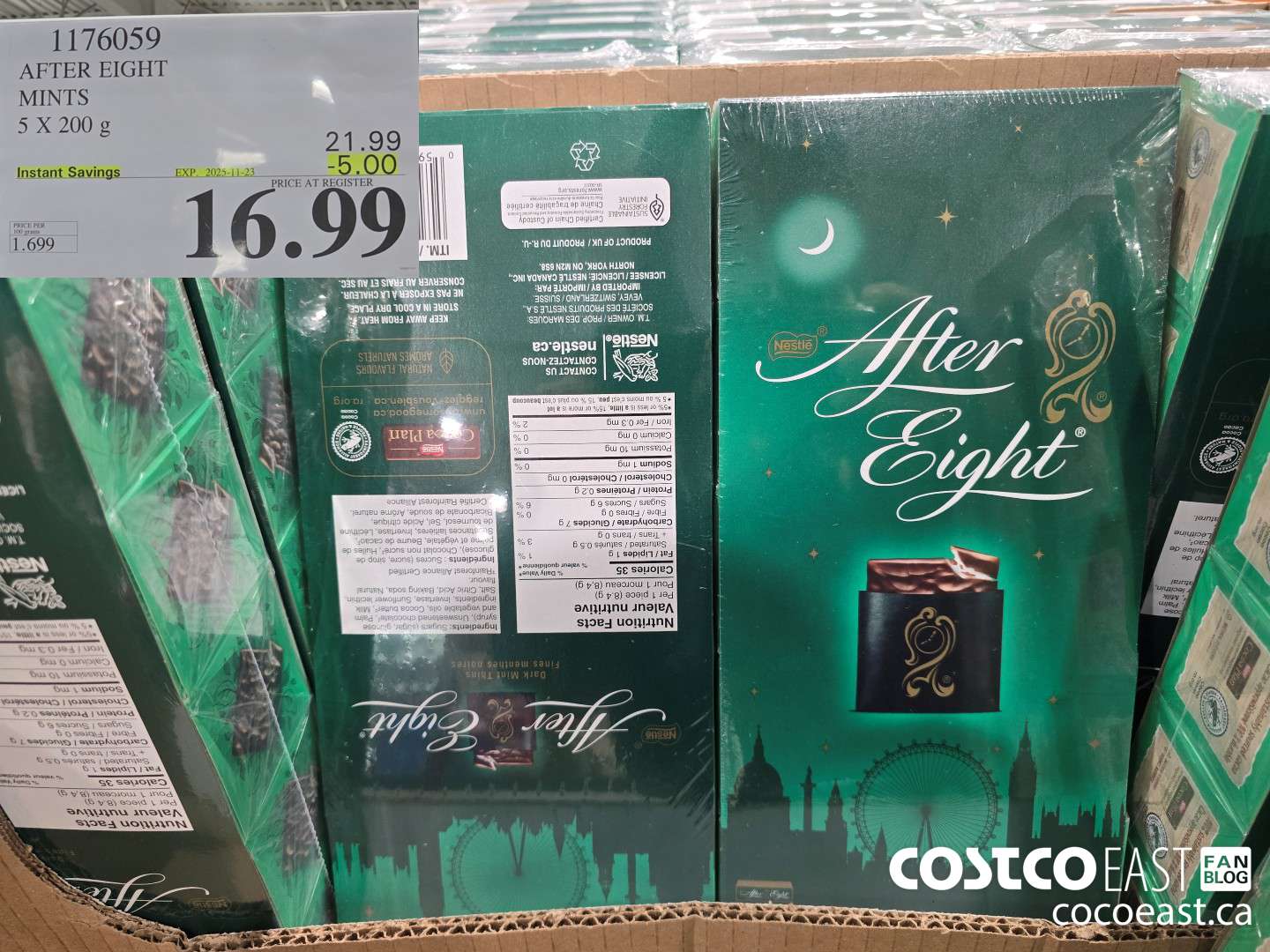 1176059 AFTER EIGHT MINTS 5 x 200 g ($5.00 INSTANT SAVINGS EXPIRES ON 2025-11-23) $16.99