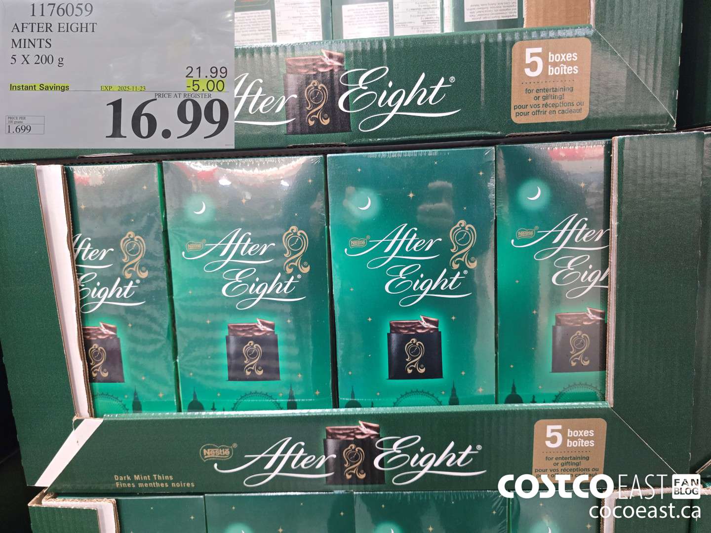 1176059 AFTER EIGHT MINTS 5 x 200 g ($5.00 INSTANT SAVINGS EXPIRES ON 2025-11-23) $16.99