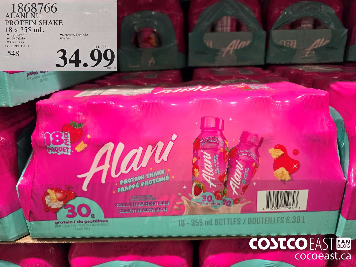 1868766 ALANI NU PROTEIN SHAKE 18 X 355 ML $34.99