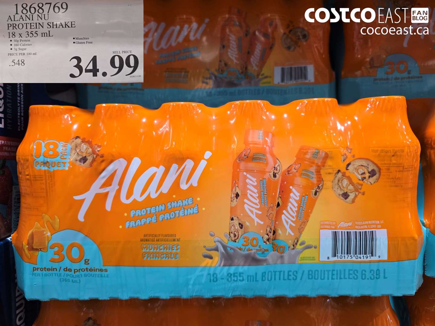 1868769 ALANI NU PROTEIN SHAKE 18 X 355 ML $34.99