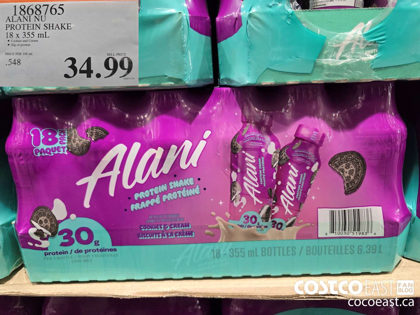 1868765 ALANI NU PROTEIN SHAKE 18 X 355 mL $34.99