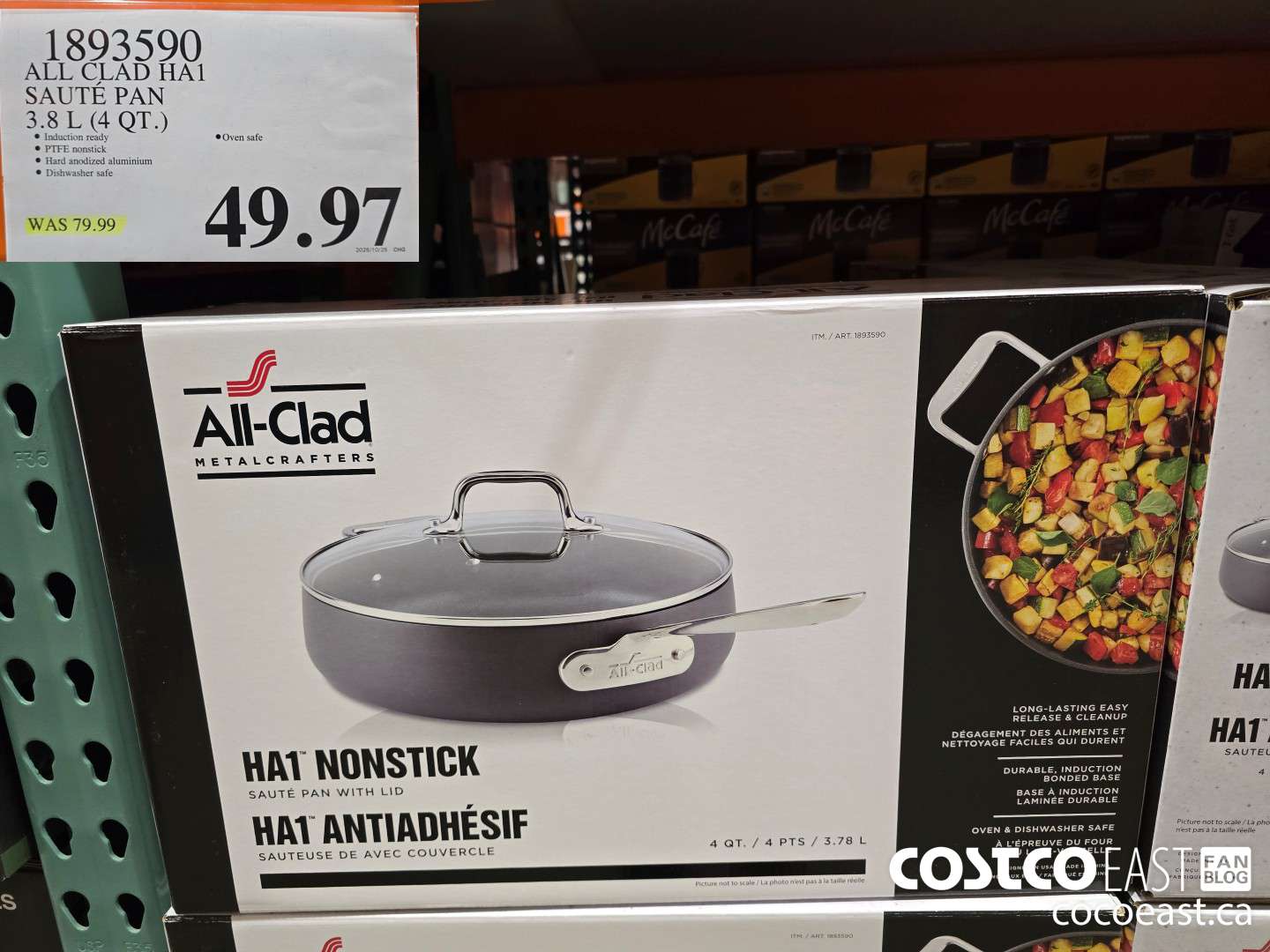 1893590 ALL CLAD HA1 SAUTE PAN 3.8 L (4 QT.) $49.97
