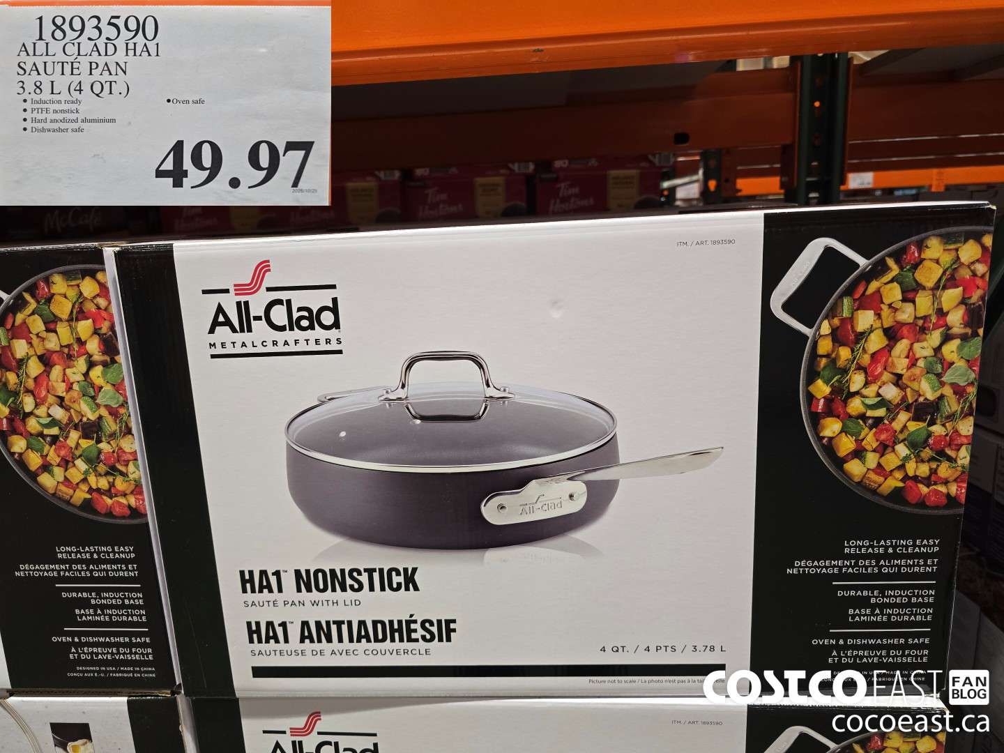 1893590 ALL CLAD HA1 SAUTE PAN 3.8 L (4 QT.) $49.97