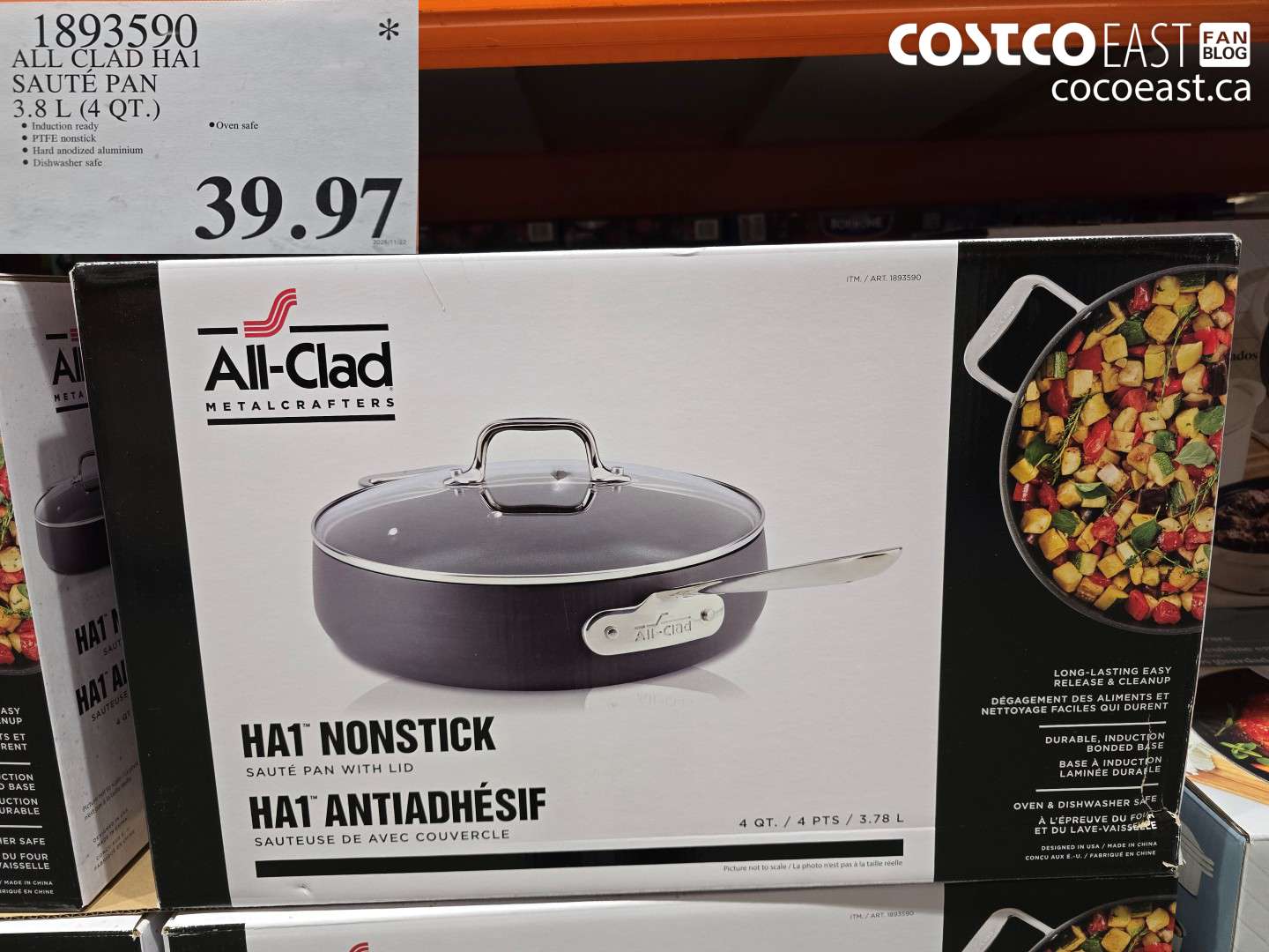 1893590 ALL CLAD HA1 SAUTE PAN 3.8 L (4 QT.) $39.97