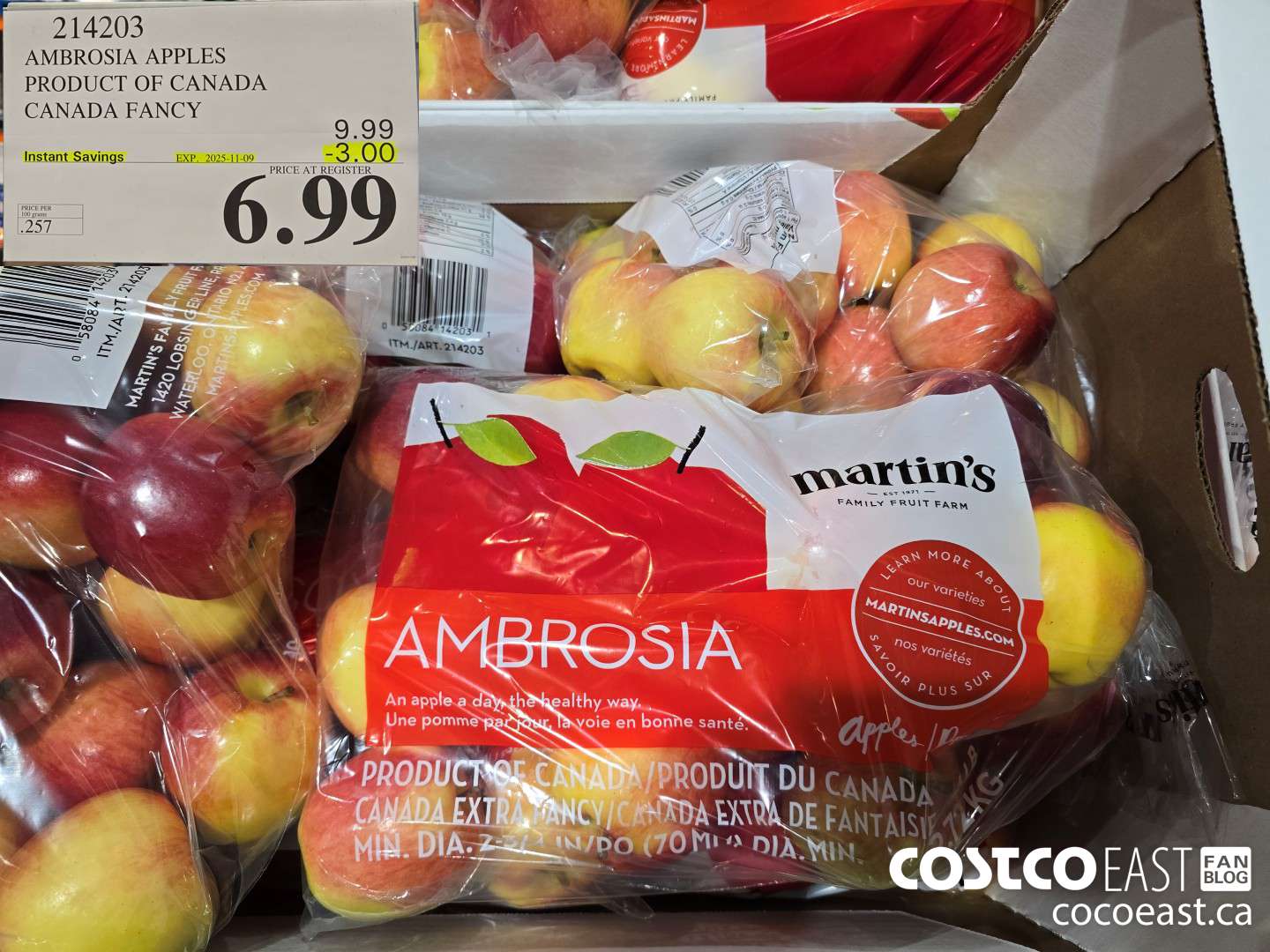 214203 AMBROSIA APPLES PRODUCT OF CANADA CANADA FANCY ($3.00 INSTANT SAVINGS EXPIRES ON 2025-11-09) $6.99