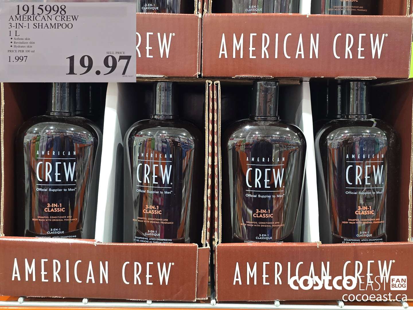 1915998 AMERICAN CREW 3-IN-1 SHAMPOO 1 L $19.97