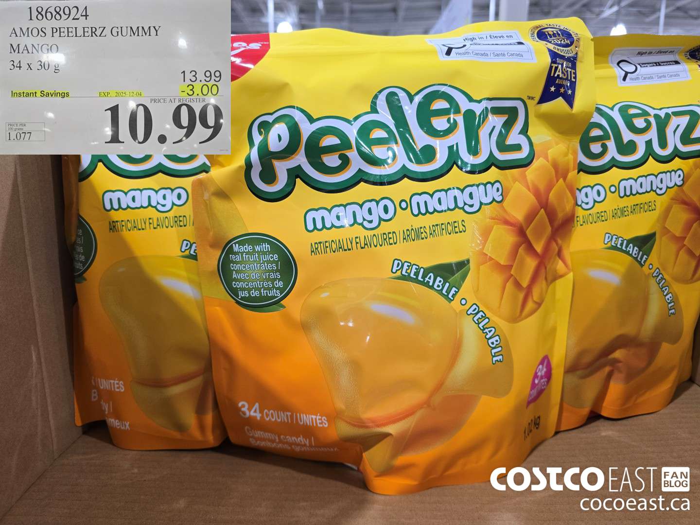 1868924 AMOS PEELERZ MANGO GUMMY 34 x 30g ($3.00 INSTANT SAVINGS EXPIRES ON 2025-12-04) $10.99