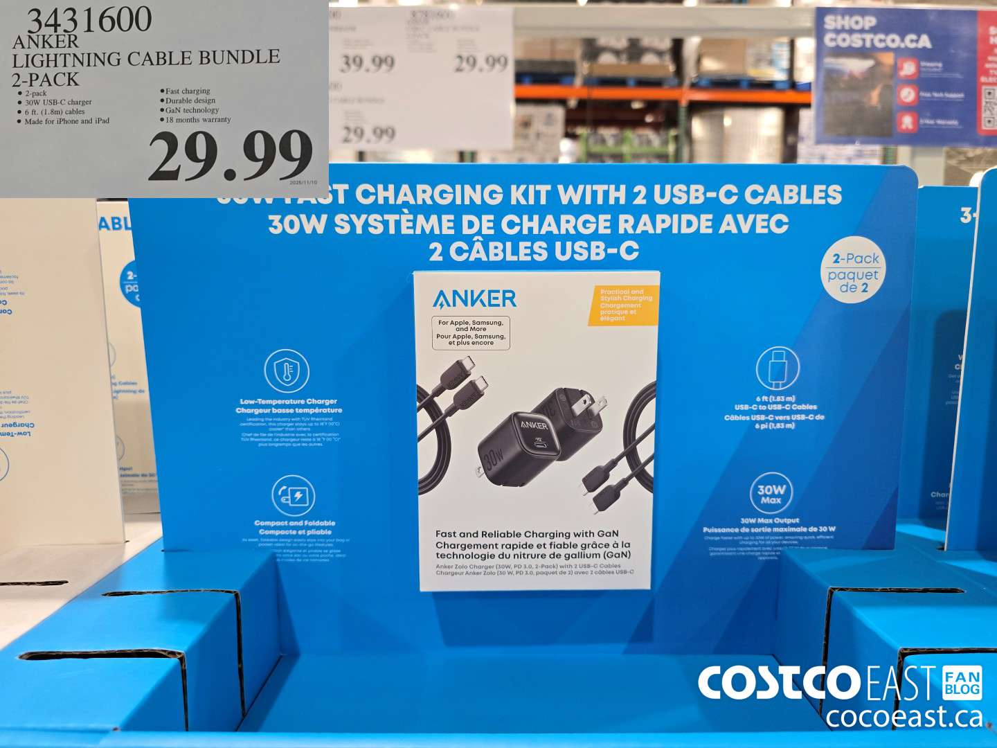 3431600 ANKER LIGHTNING CABLE BUNDLE 2-PACK $29.99