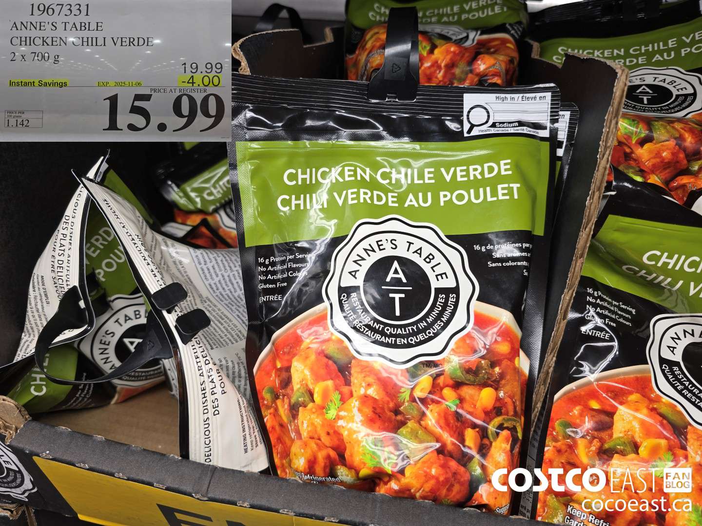 1967331 ANNE'S TABLE CHICKEN CHILI VERDE 2 X 700G (EXPIRES ON 2025-11-06) $15.99