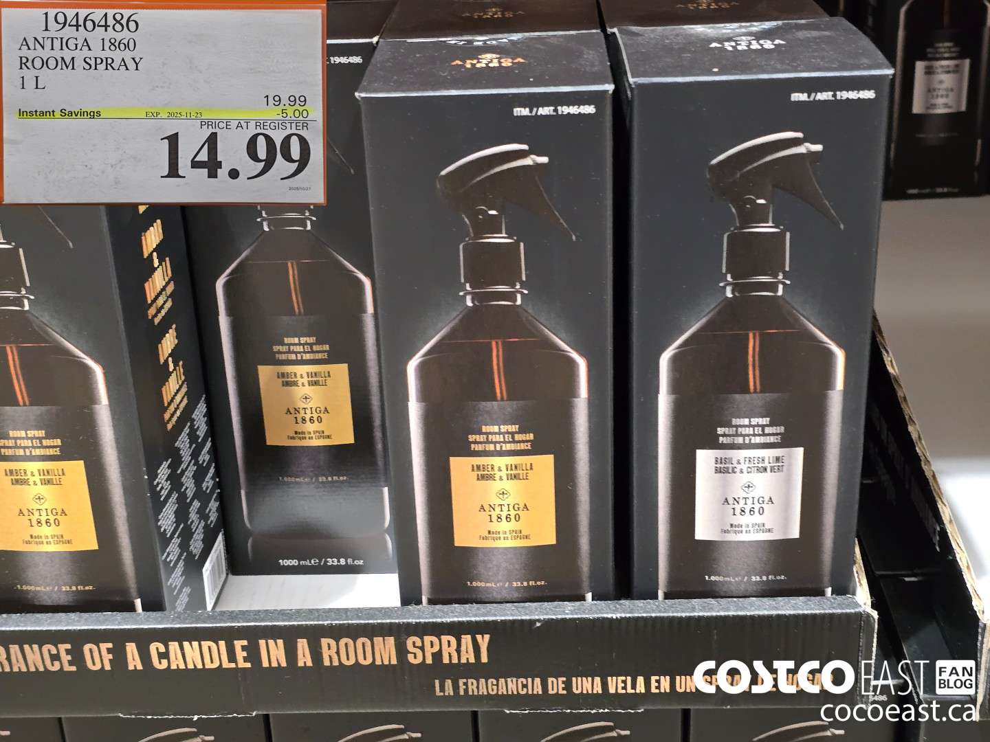 1946486 ANTIGA 1860 ROOM SPRAY 1 L ($5.00 INSTANT SAVINGS EXPIRES ON 2025-11-23) $14.99